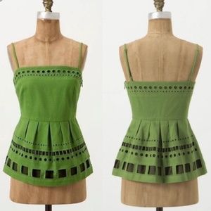 Maeve Green Seaborn Corset Peplum Cutout Tank